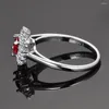 Cluster Rings Top Sale Red Ruby Gemstone Flower For Women's 925 Sterling Silver Vintage Engagement Smycken gåvor Partihandel