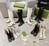 Buty designerskie Buty dla kobiet moda z kwadratowymi buty na głowę luksusowe skórzane środkowe i wysokie obcasy 5,5 cm 7,5 cm Martin Boots Rozmiar 35-41