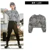 Stage Wear Jazz Dance Costumes Kids Show Street Practice Hip Hop Rave Performance Clothing Zebra Suit PP024