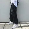 Calças femininas Capris Harajuku Techwear Black Cargo Mulheres punk streetwear coreano gótico gótico alta cintura primavera plus size calça