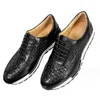 High-End Men's First Layer Cowhide Crocodile Pattern Trend Sports Lace-Up Leather Shoes Business Shoes Stor storlek 46 10A45