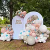 Strona Dekoracji 5X7ft Różowy Otwarty Łuk Tło Pokrywa Dla Drzwi Kształt Balony Stojak Rama Wedding Event Decor