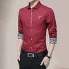 Casual shirts voor heren heren met lange mouwen splitsen bloembladen lente herfst modebedrijf slanke chemise homme button blouse