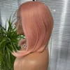 Perucas de renda frente laço de fibra sintética bandana curto bob misturado rosa peruca de seda de alta temperatura