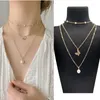 Pendentif Colliers 2023 Mode Multi-couche Kpop Perle Papillon Collier Collier Mignon Double Couche Chaîne Pour Femmes Bijoux Fille Cadeau