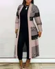 Women's Trench Coats 2023 Spring And Autumn European American Coat Long Sleeve Panel Printed Loose Commuter