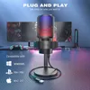 Microphones FIFINE USB Microphone for Recording and Streaming on PC and Mac Headphone Output and Touch-Mute Button Mic with 3 RGB Modes -A8 231109