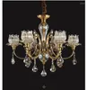 Żyrandole ly miedziany zabytkowa kryształowy żyrandol luksusowy mosiężna lampka Luster Light Light 6L/8L/10L Rozmiary AC