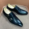 Chaussures habillées Luxe classique hommes robe de mariée chaussures noir bleu véritable cuir de vache moine boucle sangle bout pointu Oxford mocassins chaussures pour hommes 231110