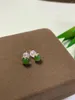 Stud Earrings LURESH Natural Jade Earring Apple Green Round Stone 18k Gold Gems Customized Gift Girl Woman
