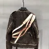 Veste de jean en cuir masculin de créateur de haut niveau.Impression, tricot, vestes de lettres.Veste à glissière supérieure du créateur pour hommes, la taille est principalement basée sur les réels