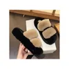 Slippers Rabbit Hair Fur Flat Home Wearable Slippers Keep Warm Plush Thick Elevated Slipper For Women Large Winter Women's Shoes 231110