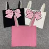 Women's Sweaters Bow Embroidered Sleeveless T-shirt Women 2023 Summer Pearl Diamond Vest Suspenders