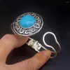 Bangle Hermosa smycken Special Natural Blue Turquoise Silver Color Fashion Ankomst Manschett för kvinnor 7 tum 20234600