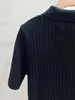 Women's Sweaters Designer 2023 Spring Summer Milan Runway Lapel Neck Short Sleeve High End Jacquard Cardigan Tops 0ARZ