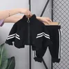 Conjuntos de roupas primavera e outono crianças bebê veludo manga longa conjunto meninos meninas carta zíper cardigan casual esportes dois torta 231109