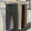 Мужские брюки Зимние мужские толстые шерстяные ткани для набор штанов повседневная прямая юбка корейская модная одежда для бизнеса мужская мужская одежда без пояса 230410