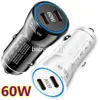 Szybkie szybkie ładowanie podwójna ładowarka samochodowa USB C 60W 40W PD Type C Auto Power Adapters dla iPhone'a 13 14 15 Pro Samsung S22 S23 S24 HTC B1