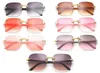 Lunettes De soleil carrées femme mode dégradé miroir lunettes De soleil sans cadre femme classique Vintage surdimensionné sans monture De Sol 230920