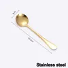 Conjuntos de utensílios de jantar 1pcs colher de mesa de mesa de aço inoxidável 6 cores Hanking comprido Sopa de chá Fos de refeições Dinners Cozes de cozinha cozinhar