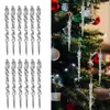 Décorations de Noël 36pcs 13cm Simulation glace arbre de Noël suspendu ornement faux glaçon accessoire pour la décoration de fête congelée d'hiver 231109