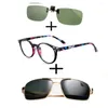 Zonnebril 3 stuks!!! Retro Trend Leesbril Heren Dames Brillen Gepolariseerde Metalen Pilot Luxe Clip