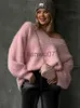 Kvinnors tröjor mohair rosa v-hals mjuk wmen stickad jumper lykta hylsa lösa avslappnade varm överdimensionera tröja hösten chic outwear stickwear j231110