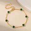 Strand Ccgood smycken och tillbehör Green Zircon Armband för kvinnor Guldpläterad 18 K Högkvalitativ minimalistisk tjej Chic Pulseras Mujer