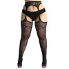 Women Socks Womens Fishnet Stockings Sexy Thigh High Plus Size Lace Suspender Pantyhose Lingerie Black Overknee Stocking