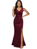 Casual Dresses 2023 Summer For Women Solid V-neck Sleeveless Split Dress Vestidos De Mujer Elegant Maxi Robe Female