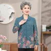 Women's Blouses Printed Cardigan Shirt Elderly People Shirts And Tops Grandma Blouse Middle Age Women Spring Autumn