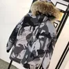 Women's winter down jacket with fur collar and hood, outdoor warm coat, designer brand clothing, men's and women's fashion parka, couple's thickened coat