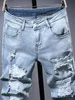 Męskie dżinsy łzowe dżinsy jeansowe Autumn Designer Ultra cienki fit czarny niebieski dżins