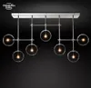 Glass Globe Mobile Linear Chandeliers Modern Brass Black Hanging Light Fixtures for Dining Room Kitchen Island Living Room Pendant Lamp