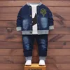 Conjuntos de roupas 2023 moda outono bebê meninos roupas conjunto esporte terno crianças crianças denim para 1 3 4 ano 231109