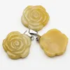 Pendentif Colliers Qualité Pierre Naturelle Topaze Sculpté À La Main Rose Collier Fabrication De Bijoux Reiki Charm Accessoires Mode Valentine Cadeau 4 pcs