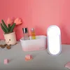 Kompakta speglar Portable LED Light Makeup Mirror Vanity Lights Compact Make Up Pocket Mirrors Vanity Cosmetic Hand Folding LED Mirror Lamp Gift 231109