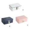 Jewelry Pouches Box Storage Earrings Organizer Portable Double Layer Display Ring Case Pendant Bracelet Present Navy Blue