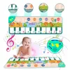 110x36cm Musical Piano Mat for Kids Toddlers Floor Keyboard Dance Mat with 8 Animal Sounds Baby Mat Study Educational Toys