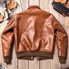 Men s Leather Faux Yr Classic A 2 Oil Cowhide Coat Luxury A2 Air Force äkta läderjacka Extrapera Bomber Rider Real Tyg 231110