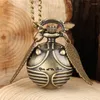 Pocket Watches Antique Clock Round Shape With Wings Pendant Mini Quartz Analog Watch For Men Women Long Chain Timepiece Reloj