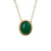 Ketten In Vintage Natürliche Eine Jade Runde Halskette Anhänger Altes Gold Handwerk Einfache Bankett Party Schmuck Für Frauen Geschenk