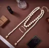 Collier femme haute qualité 925 argent perle double lettre pendentif collier marque de créateur femmes fête de mariage bijoux colliers cadeau