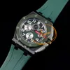 APF 44 mm 26405CE A3126 automatische chronograaf herenhorloge zwart groen keramische getextureerde wijzerplaat rubberen band exclusieve technologie superversie Puretimewatch D4