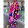 Robes décontractées Femmes Sexy Deep VNeck Maxi Bohemian Lantern Sleeves Imprimé Long Vintage Holiday Loose Beach Cover Robe 230410