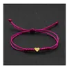 Bracelets porte-bonheur Jewelrygold Sier Amour Coeur Bracelet Femmes Hommes Amoureux Souhait Bon Chanceux Chaîne Rouge Tressé Réglable Couple Friendshi Dhryy