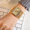 Montres-bracelets Montre de mode pour femmes Lumière de luxe Square Diamond Quartz Montres Horloge Lady's Gold Bracelet en acier inoxydable