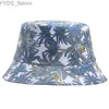 Cappelli a tesa larga Cappelli a secchiello Cappello a secchiello Panama Uomo Donna Cappello a secchiello per palme tropicali Albero di cocco Stampa Chapeau Bob Cappello Hip Hop Gorros Cappello da pescatore di pesce YD049 YQ231110