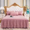 Bedrok Hoogwaardige beige roze 1 stuk kanten beddengoed prinses beddengoed platte vel meid beddengoed groot 180x200 200x220cm 230410