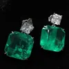 أقراط مسمار 925 Sterling Silver Paraiba Tourmaline Diamond Platinum